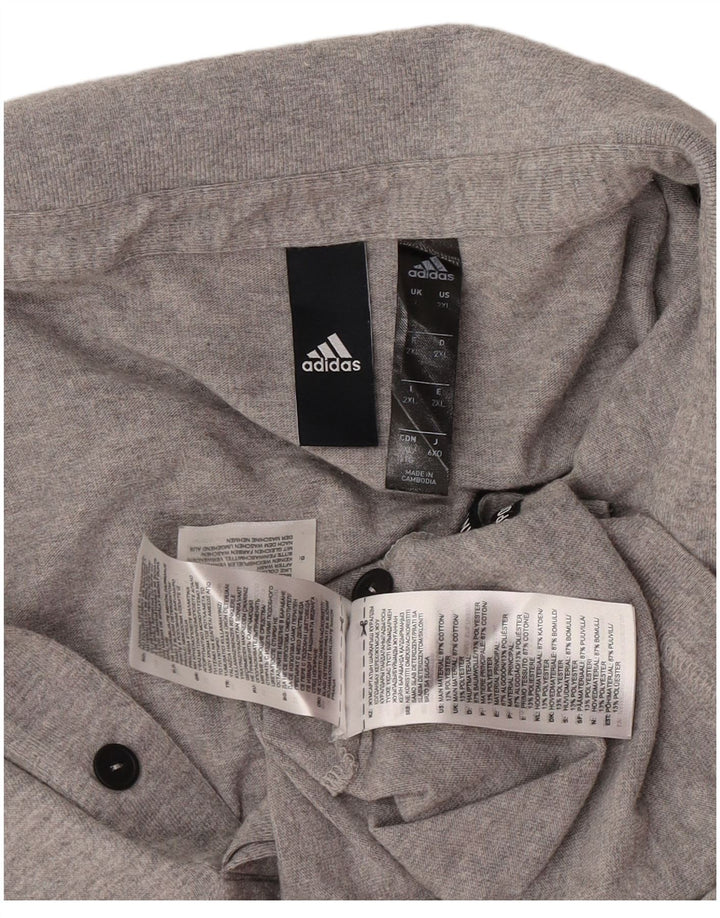 Męska koszulka polo Adidas 2XL Szara bawełna