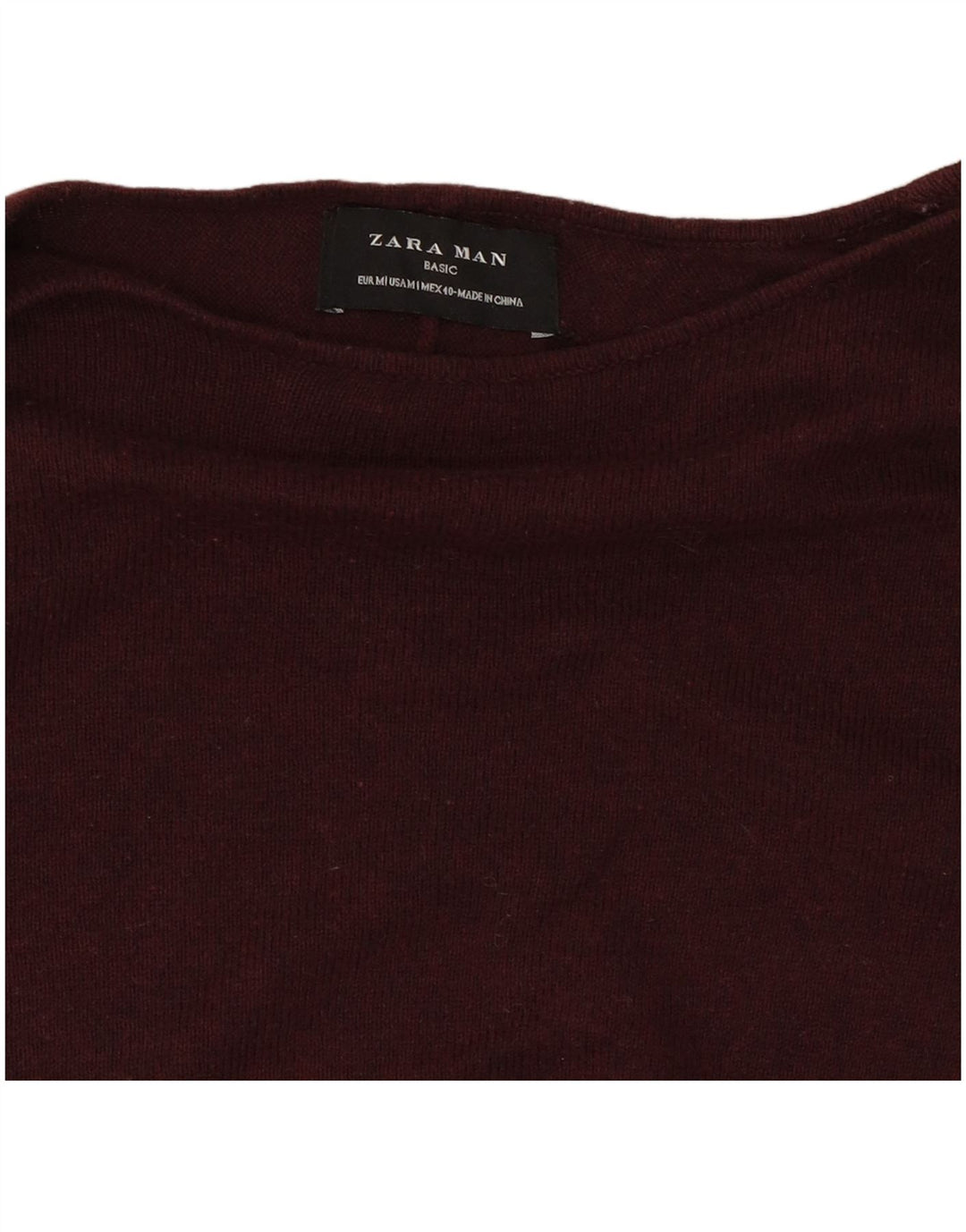 Męski sweter Zara z dekoltem w łódkę, średni burgund