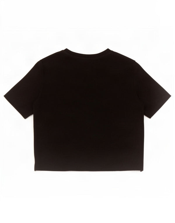 Zara Womens Crop Blouse Top UK 12 Medium Black Cotton