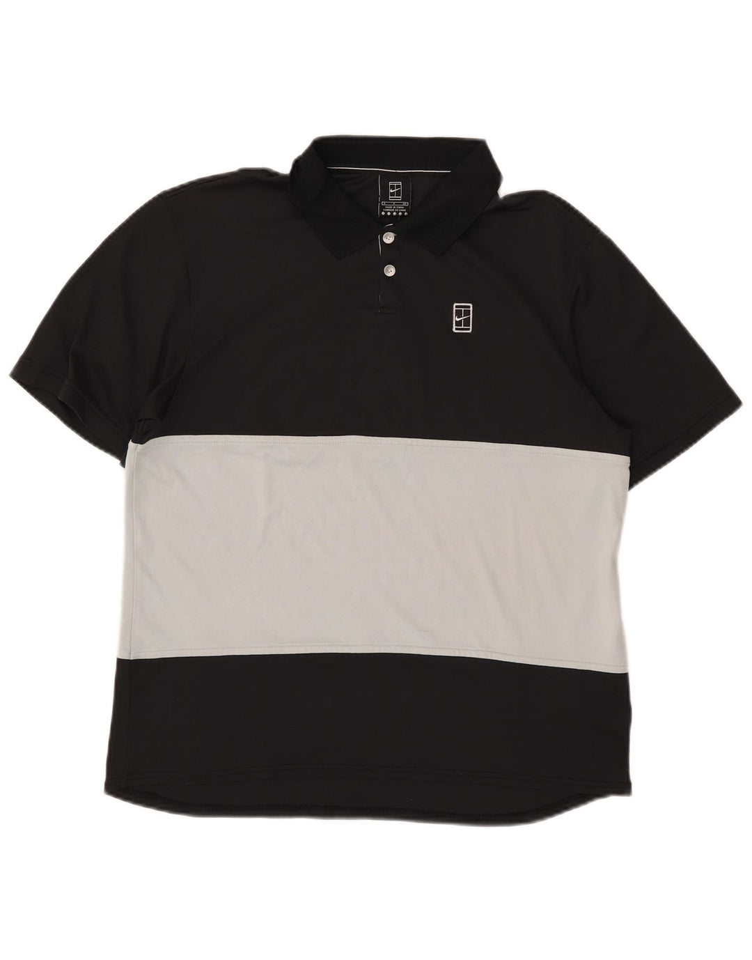 Męska koszulka polo Nike, mała, czarna, z blokami kolorów, poliester