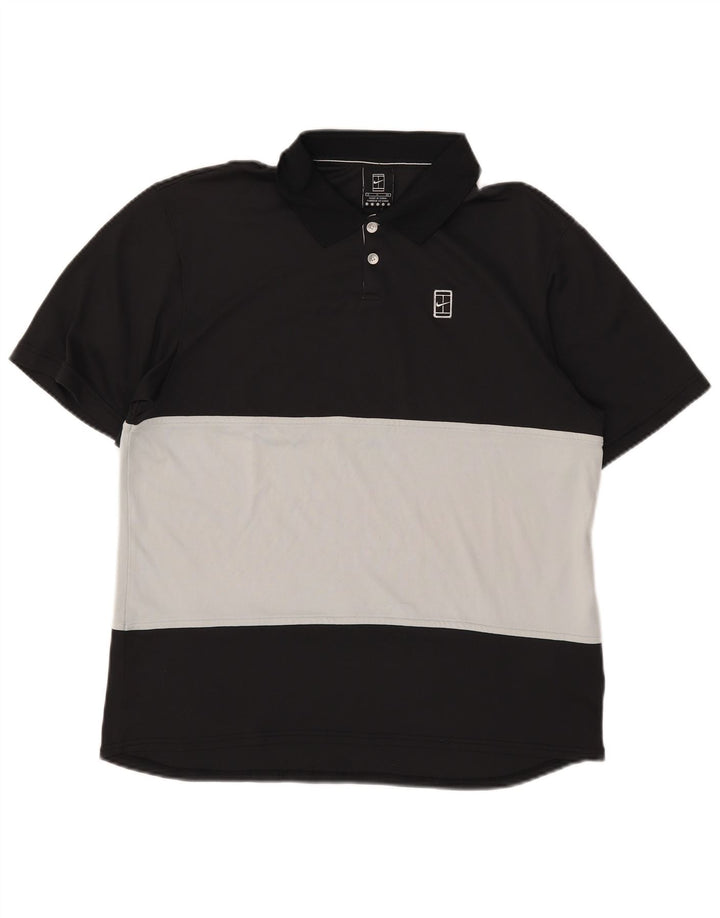 Męska koszulka polo Nike, mała, czarna, z blokami kolorów, poliester