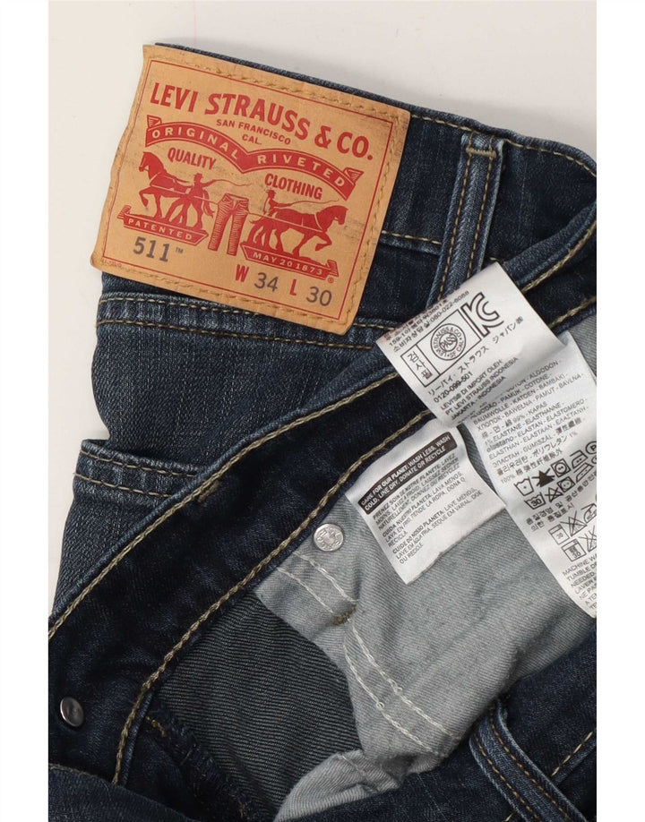 Męskie jeansy Levi's 511 Slim W34 L30 Granatowa bawełna