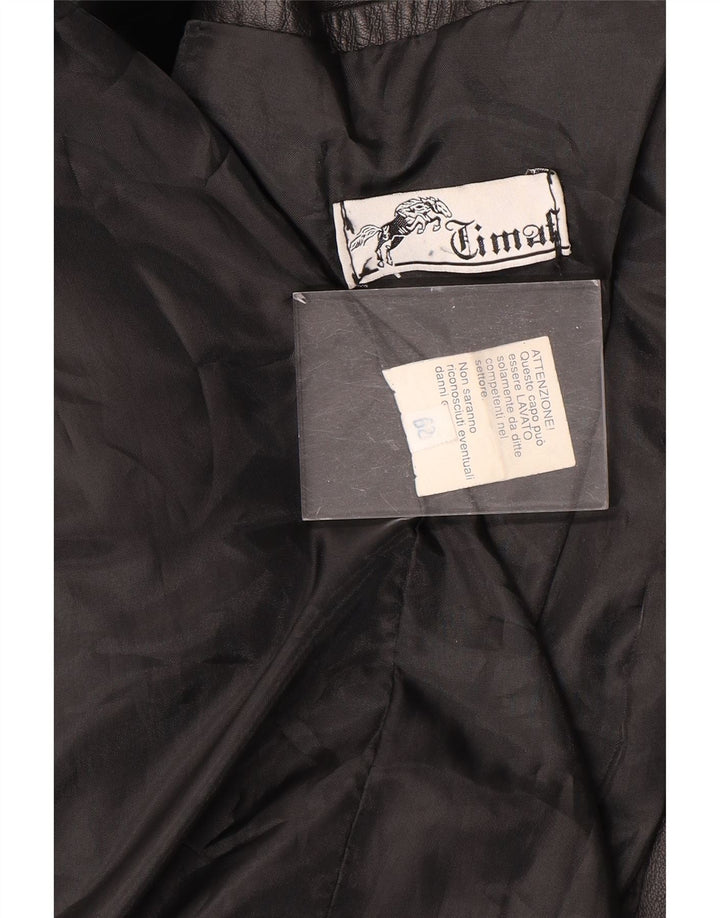 Vintage męski płaszcz skórzany rozmiar 62 4XL czarna skóra