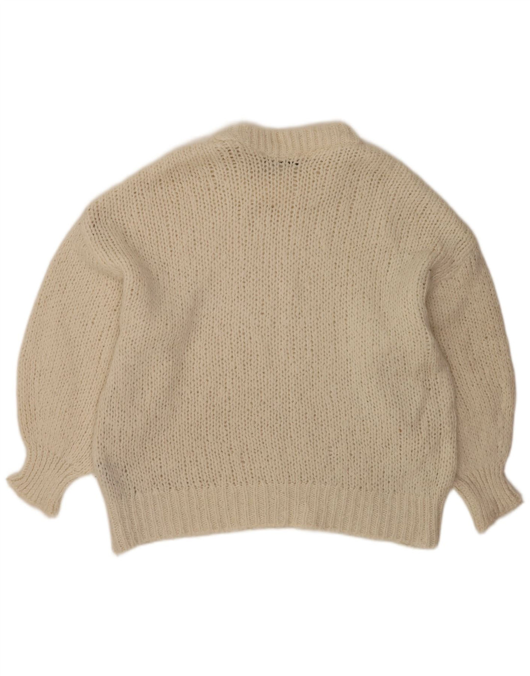 Damski sweter oversize Zara z okrągłym dekoltem UK 10, mały w kolorze złamanej bieli