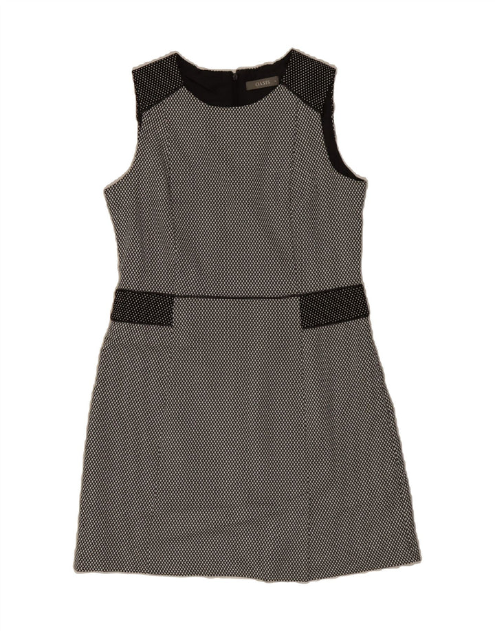 OASIS Womens Sleeveless A-Line Dress UK 14 Medium Black Argyle/Diamond Vintage Oasis and Second-Hand Oasis from Messina Hembry 