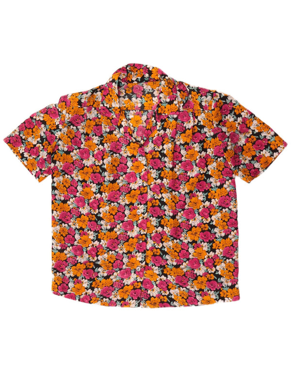 Koszula damska z krótkim rękawem w stylu vintage UK 20 2XL wielobarwna w kwiaty