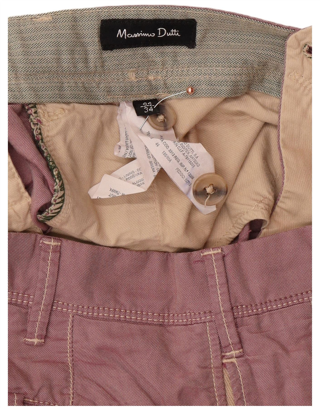 Męskie spodnie chino MASSIMO DUTTI EU 44 Large W34 L31 Różowy klasyczny