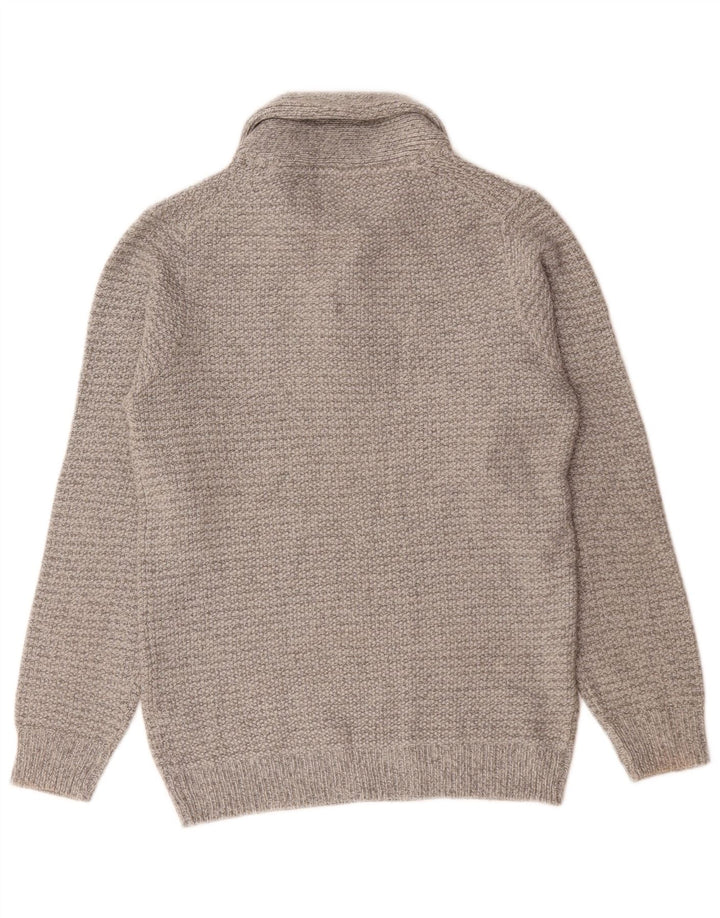 Marks & Spencer Męski sweter polo, mały, szary, akrylowy