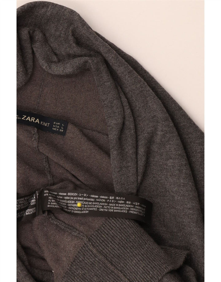 Damski sweter oversize Zara UK 16 Large, szara wiskoza