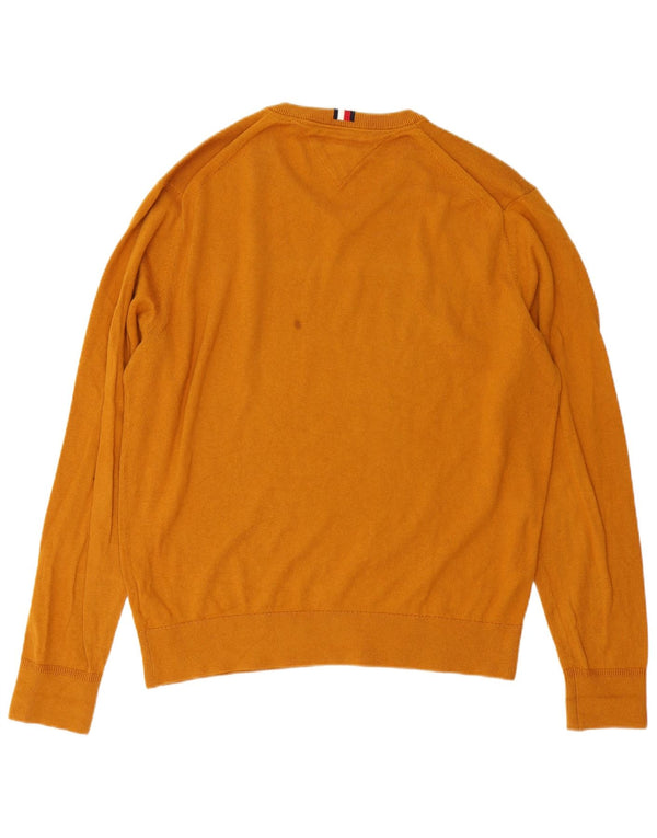 Męski sweter Tommy Hilfiger z dekoltem w kształcie litery V, XL, żółta bawełna