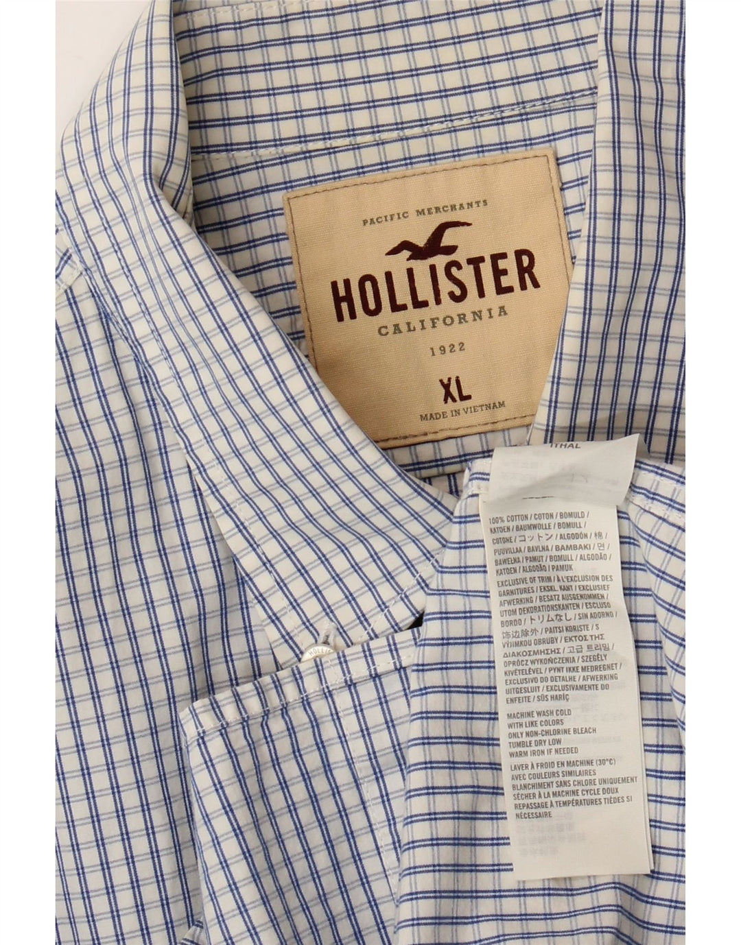 Koszula męska HOLLISTER XL, bawełniana w niebieską kratkę