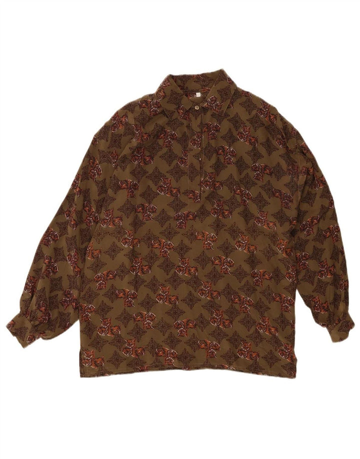 VINTAGE Womens Loose Fit Pullover Shirt IT 42 Medium Green Animal Print