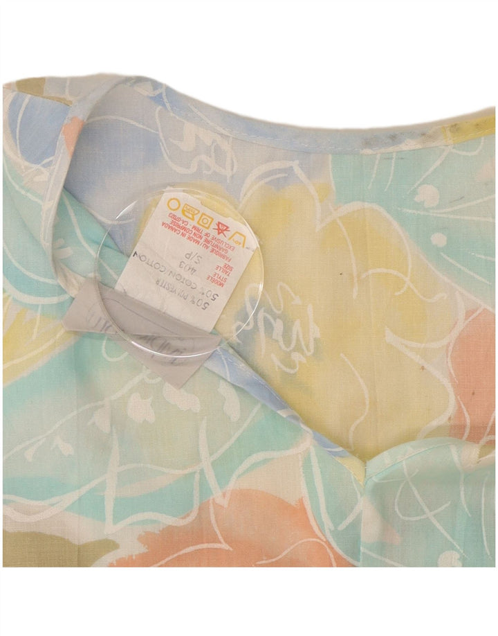 Improwizowana damska krótka bluzka Top UK 10 Mały wielobarwny kwiatowy poliester