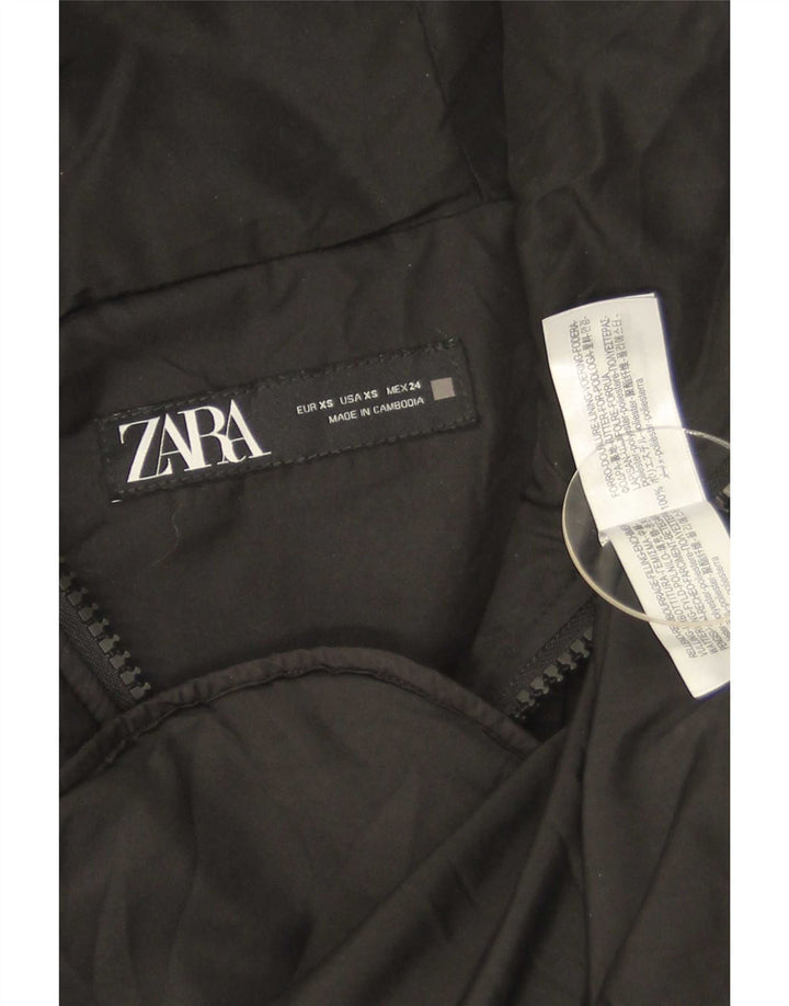 Damska pikowana kurtka oversize z kapturem Zara UK 6 XS, czarna, poliester