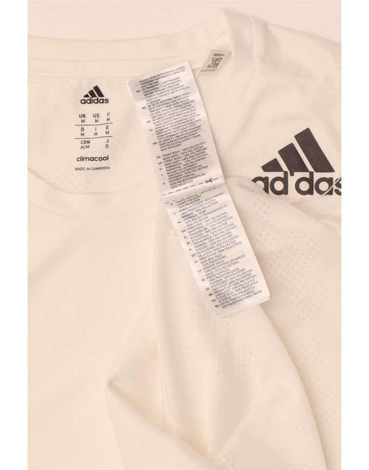 Adidas Męski T-shirt Top Średni Biały Poliester