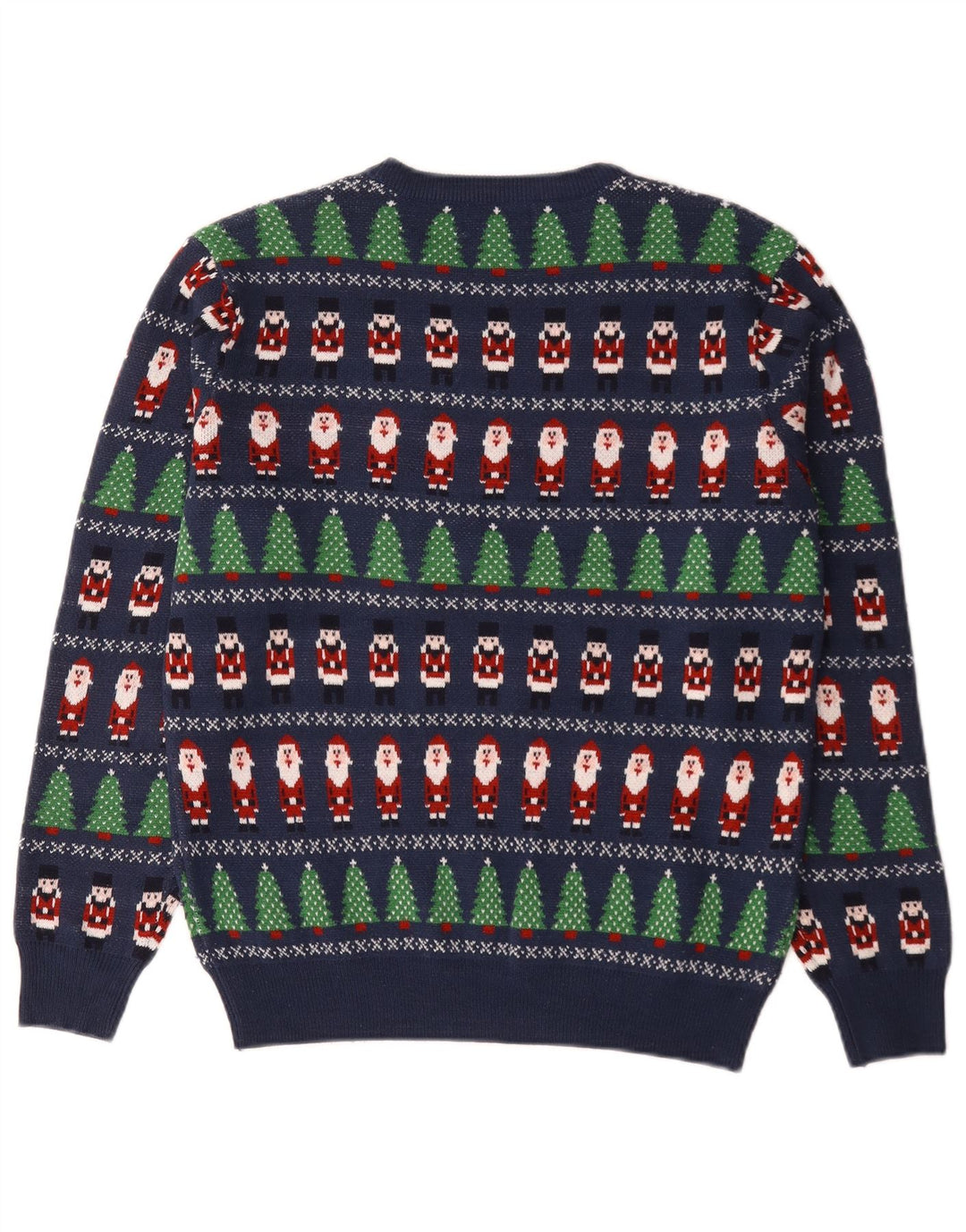 Marks & Spencer Męski sweter z okrągłym dekoltem, mały, niebieski, geometryczny