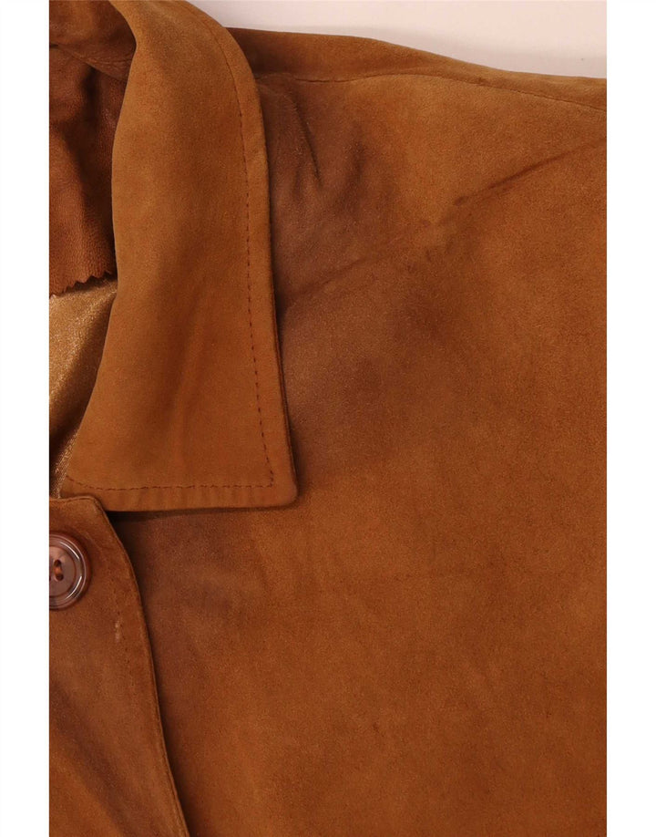 Vintage damski płaszcz skórzany oversize UK 20 2XL brązowa skóra