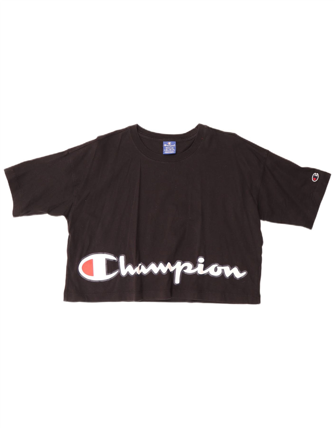 Damska koszulka CHAMPION Crop Graphic Top UK 14 Medium Black