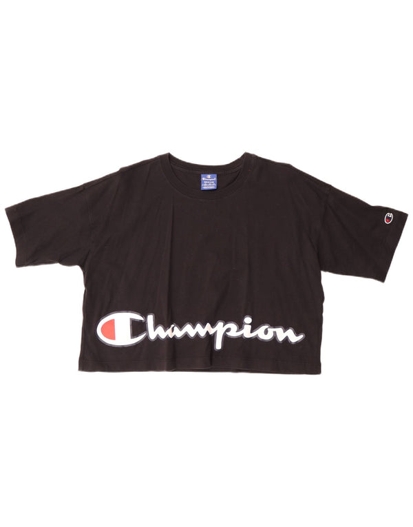 Damska koszulka CHAMPION Crop Graphic Top UK 14 Medium Black