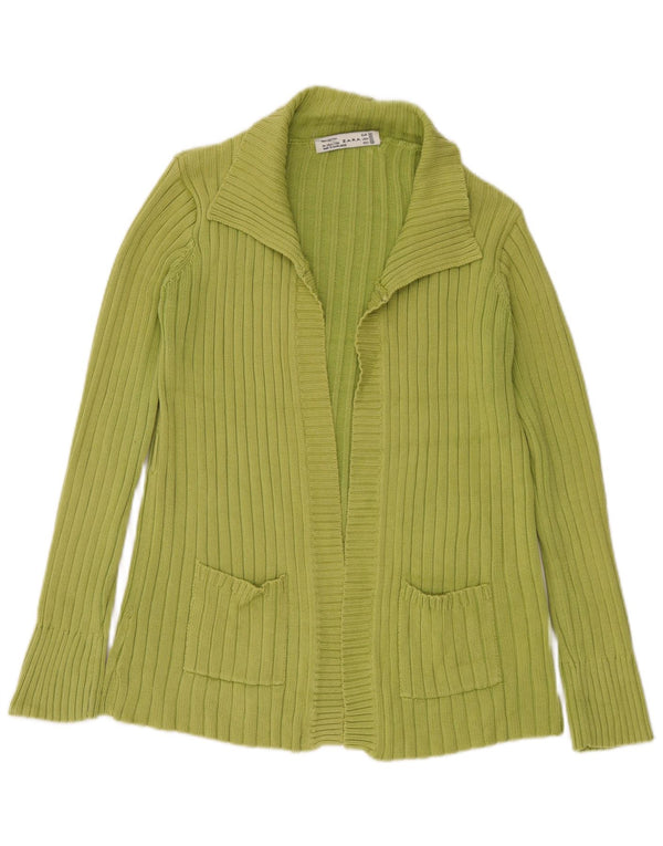 Sweter damski Zara z otwartym kardiganem UK 14, średni zielony, bawełniany