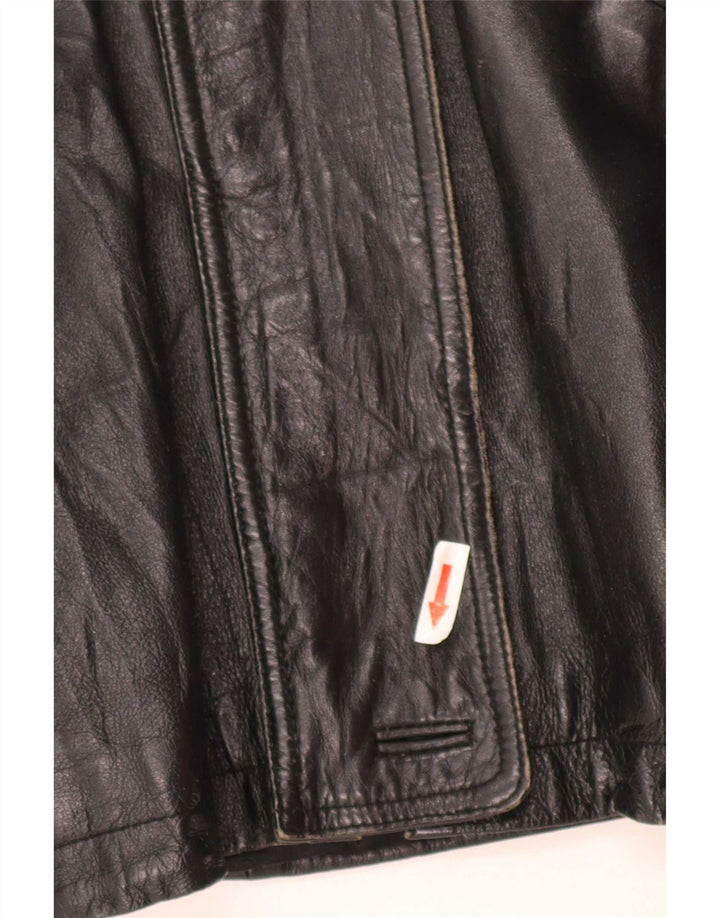 Vintage damska kurtka skórzana oversize z kapturem IT 44 Medium Black
