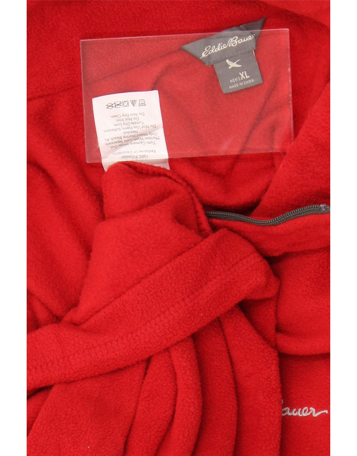 EDDIE BAUER Męski sweter polarowy XL z zamkiem błyskawicznym, czerwony, poliester