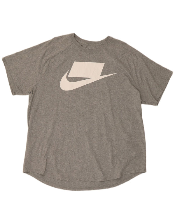 Męska koszulka męska z krótkim rękawem i regularnym nadrukiem Nike, 2XL, szara bawełna