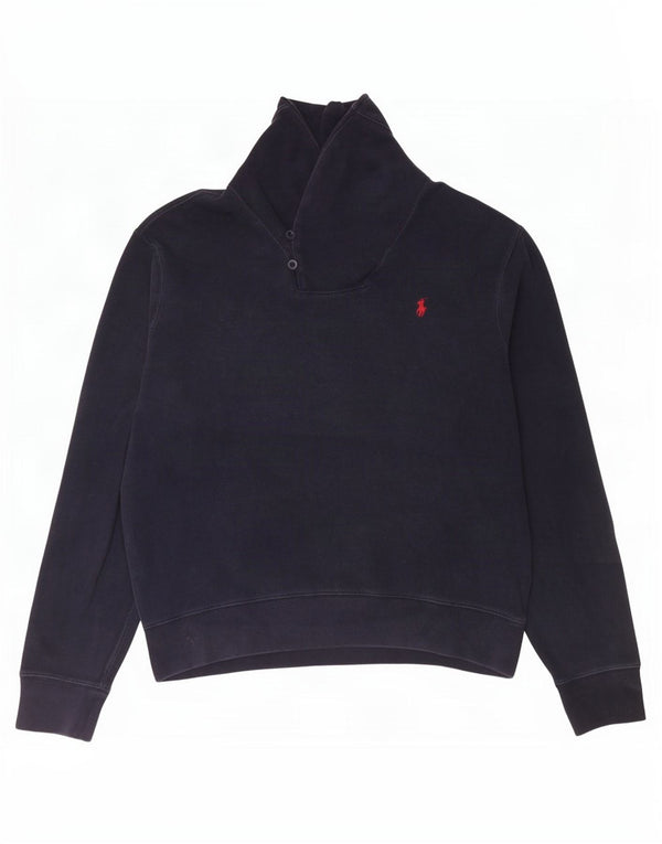 Polo Ralph Lauren Męski sweter z szalowym dekoltem, duży, granatowy, bawełniany