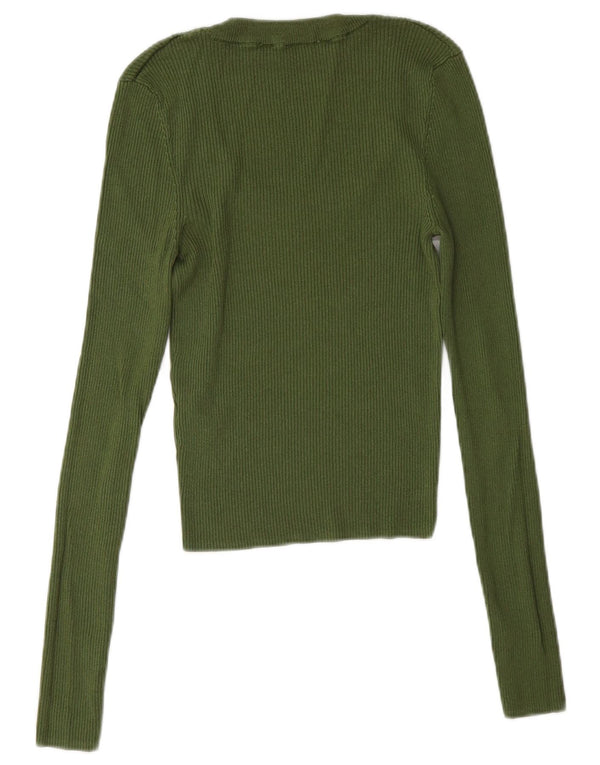 Damski top Zara Slim Fit z długim rękawem, UK 8, Small, zielony, wiskoza