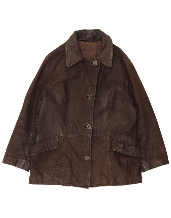 Damska kurtka skórzana RELISH IT 46, duża brązowa skóra