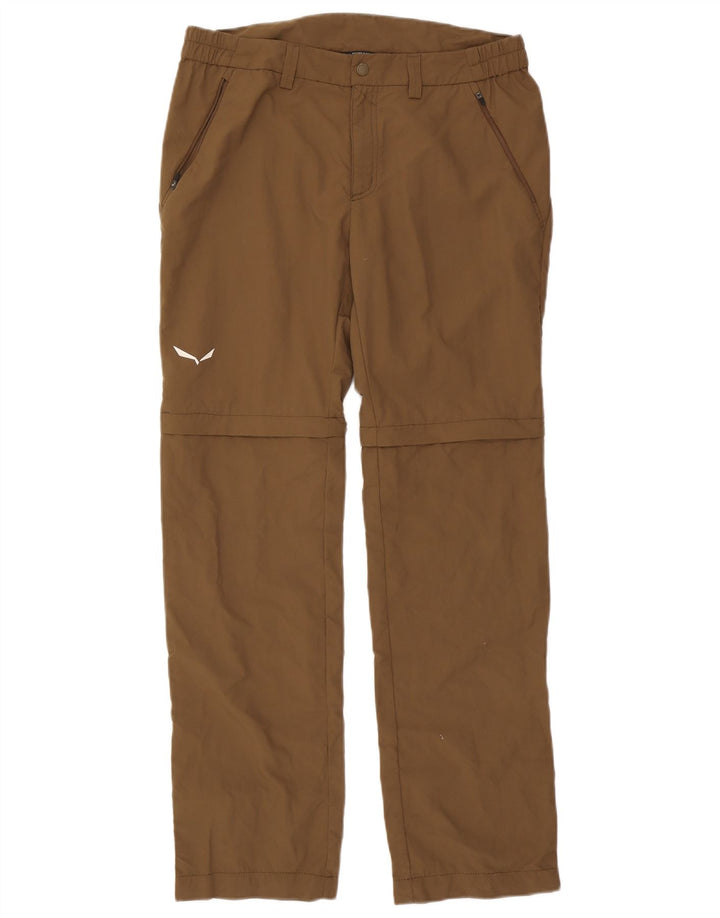 Męskie proste spodnie chino w stylu vintage, średnie W32 L32, brązowe, poliamidowe