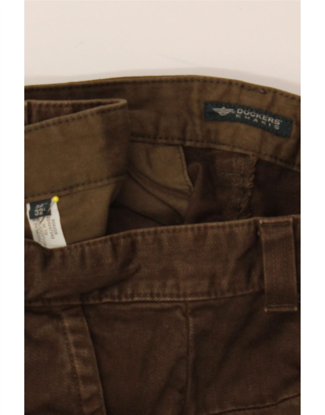 DOCKERS Męskie zwężane spodnie chino w kolorze khaki W32 L32 Brązowa bawełna