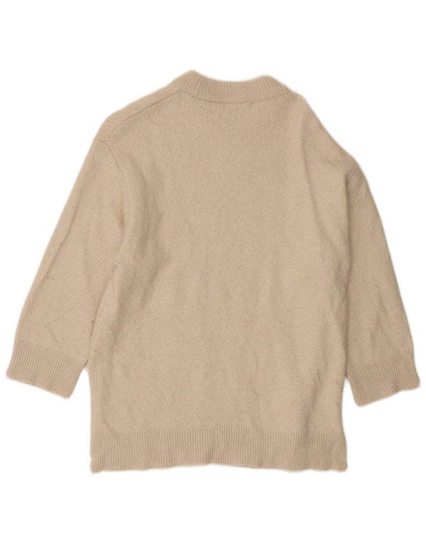 Zara Damski sweter oversize z rękawami 3/4 i dekoltem w łódkę UK 10 Small Beige