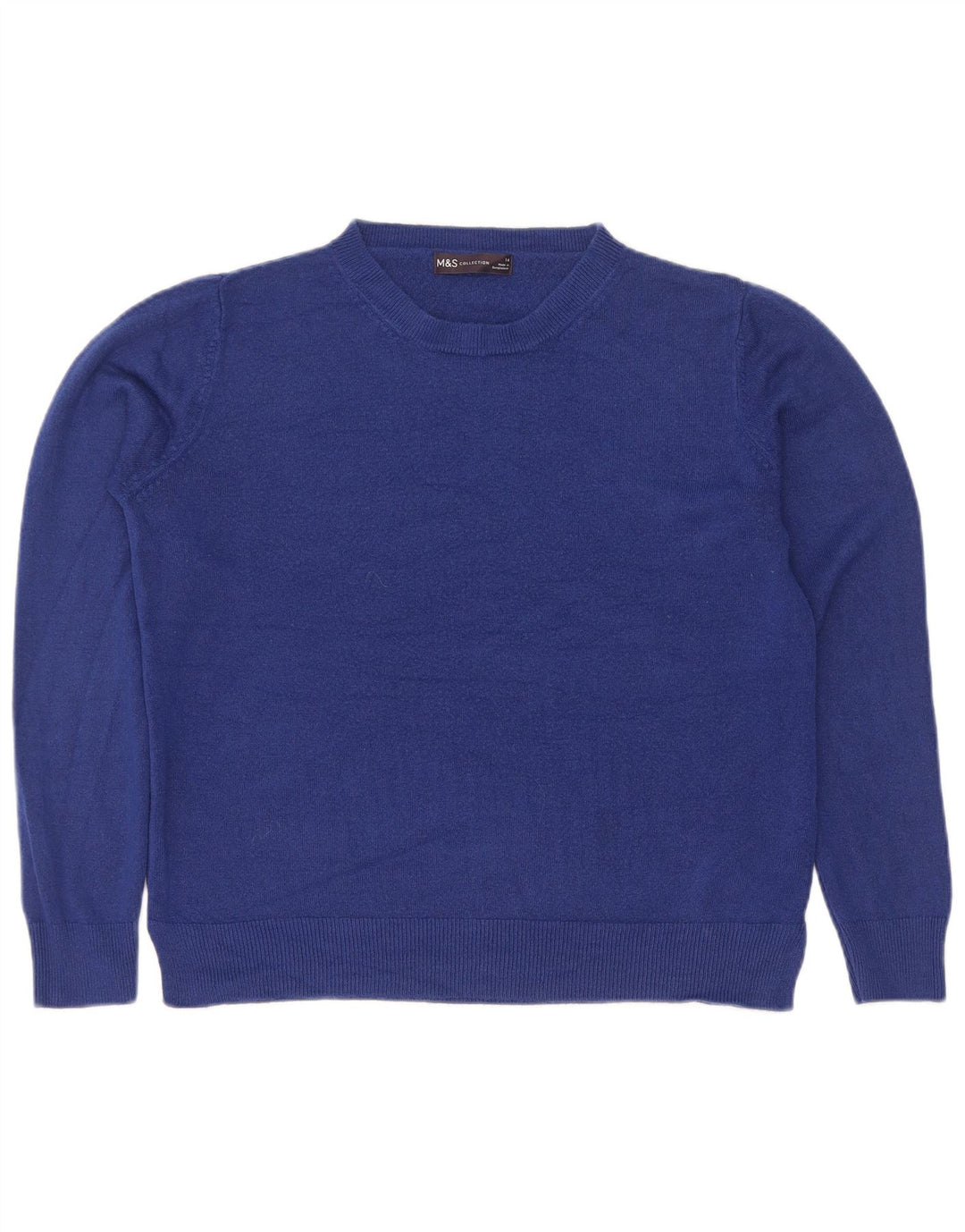 Marks & Spencer Damski sweter z okrągłym dekoltem, UK 14, średni niebieski akryl