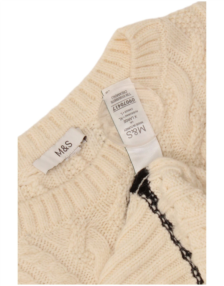 Marks & Spencer Damski sweter oversize z okrągłym dekoltem, UK 18 XL, biały