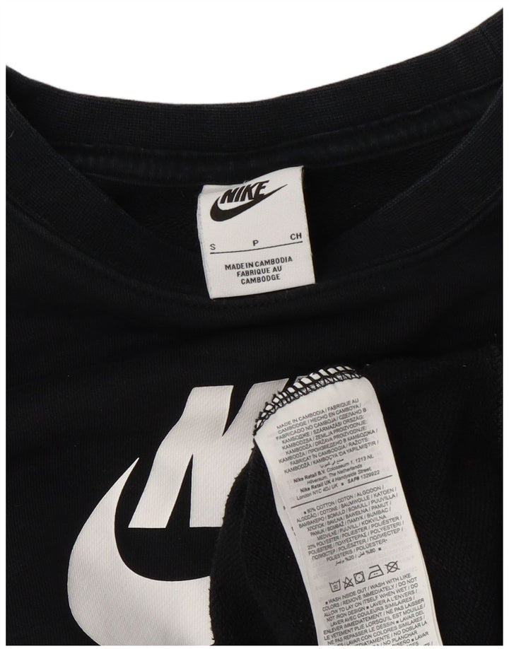 Damska bluza dresowa Nike z grafiką oversize, UK 10, mała, czarna, bawełniana