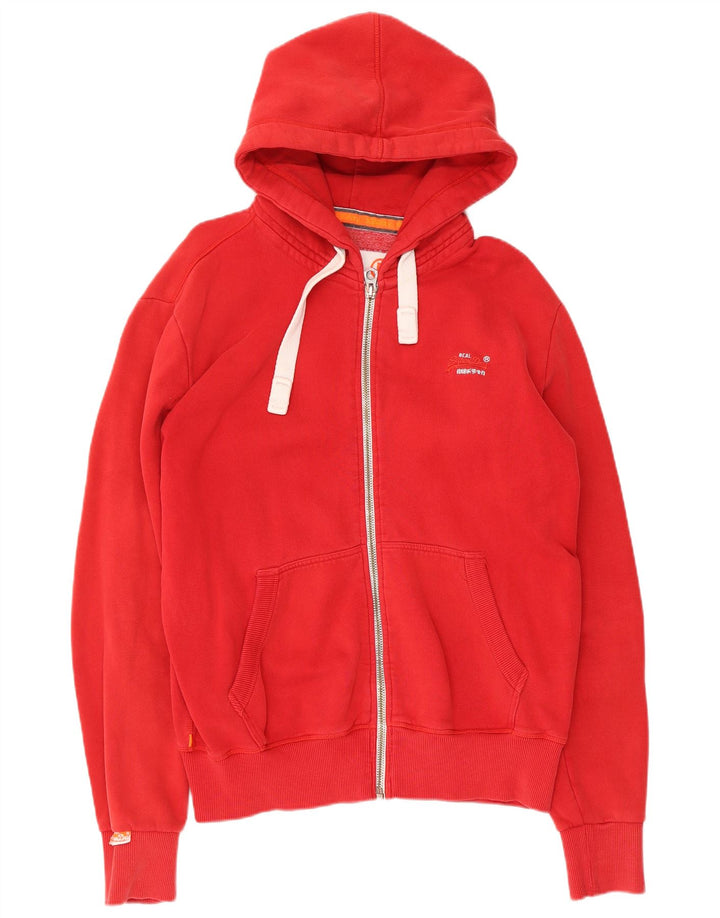 Męski sweter z kapturem i zamkiem błyskawicznym Superdry, duży, czerwony, bawełniany