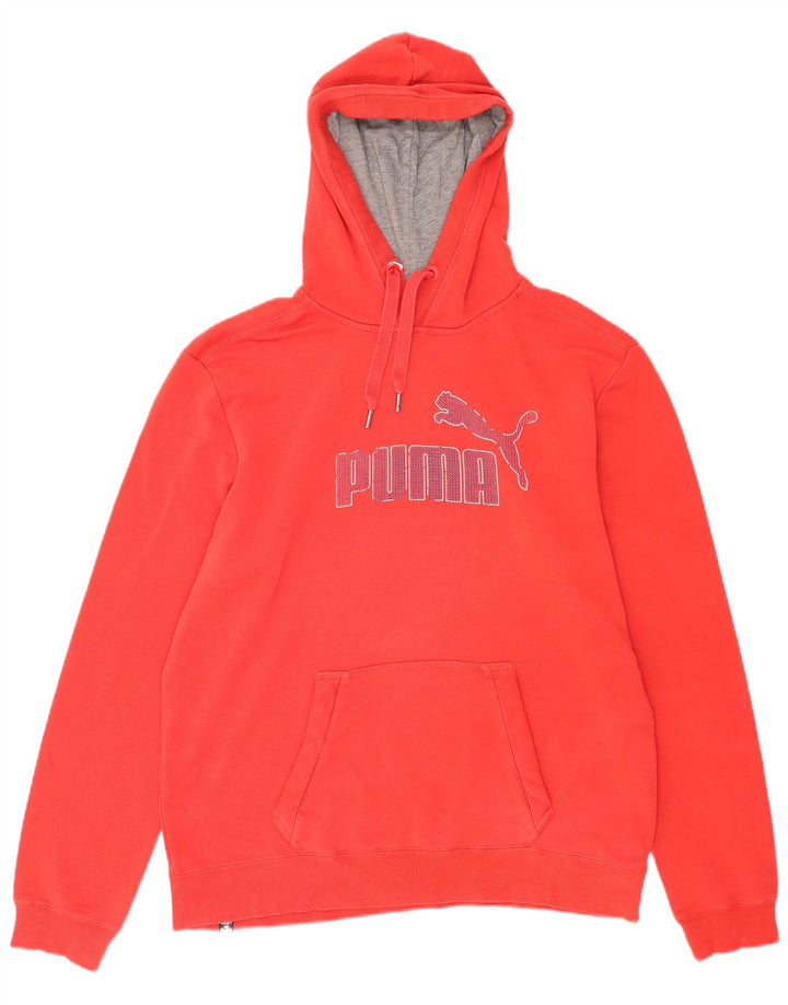 Męski sweter z kapturem Puma z grafiką, duży, czerwony, bawełniany