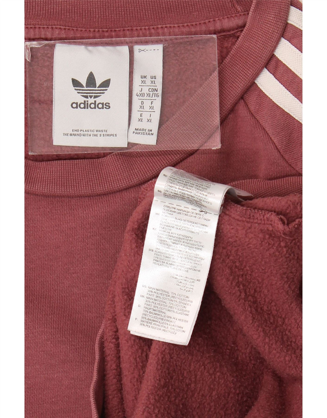 Adidas Męska Bluza Sweter XL Bordowa Bawełna