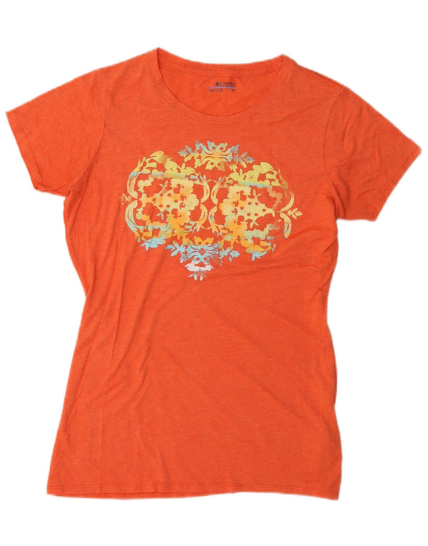 Columbia Womens Graphic T-Shirt Top UK 10 Small Orange Paisley Cotton