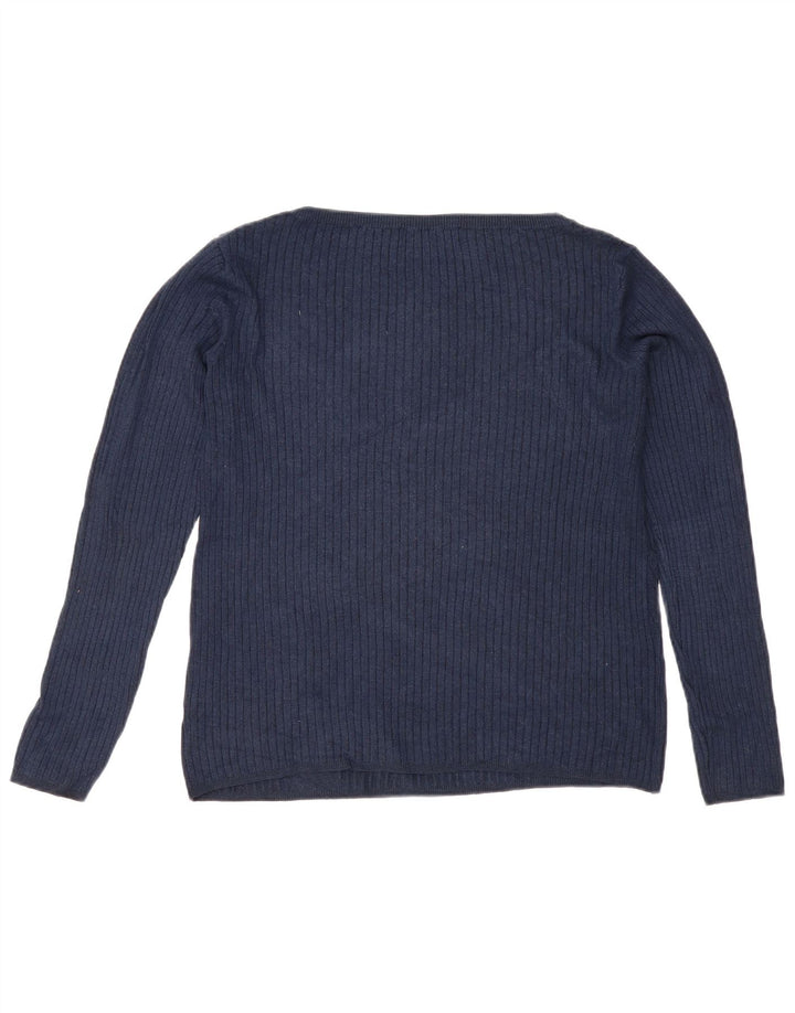 Marks & Spencer Damski sweter z dekoltem w łódkę, UK 12, średni granatowy