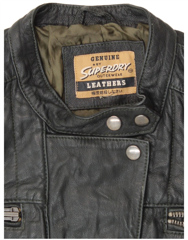 Damska kurtka skórzana SUPERDRY UK 14, średnia czarna skóra