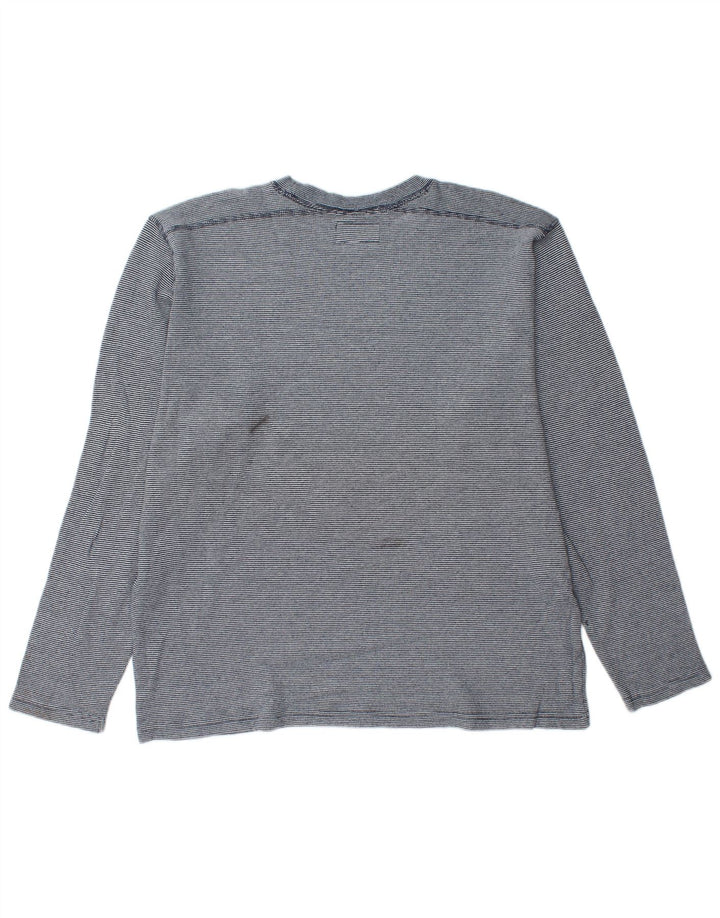 BONOBOS Męski top z długim rękawem XL, niebieski, bawełniany w prążki