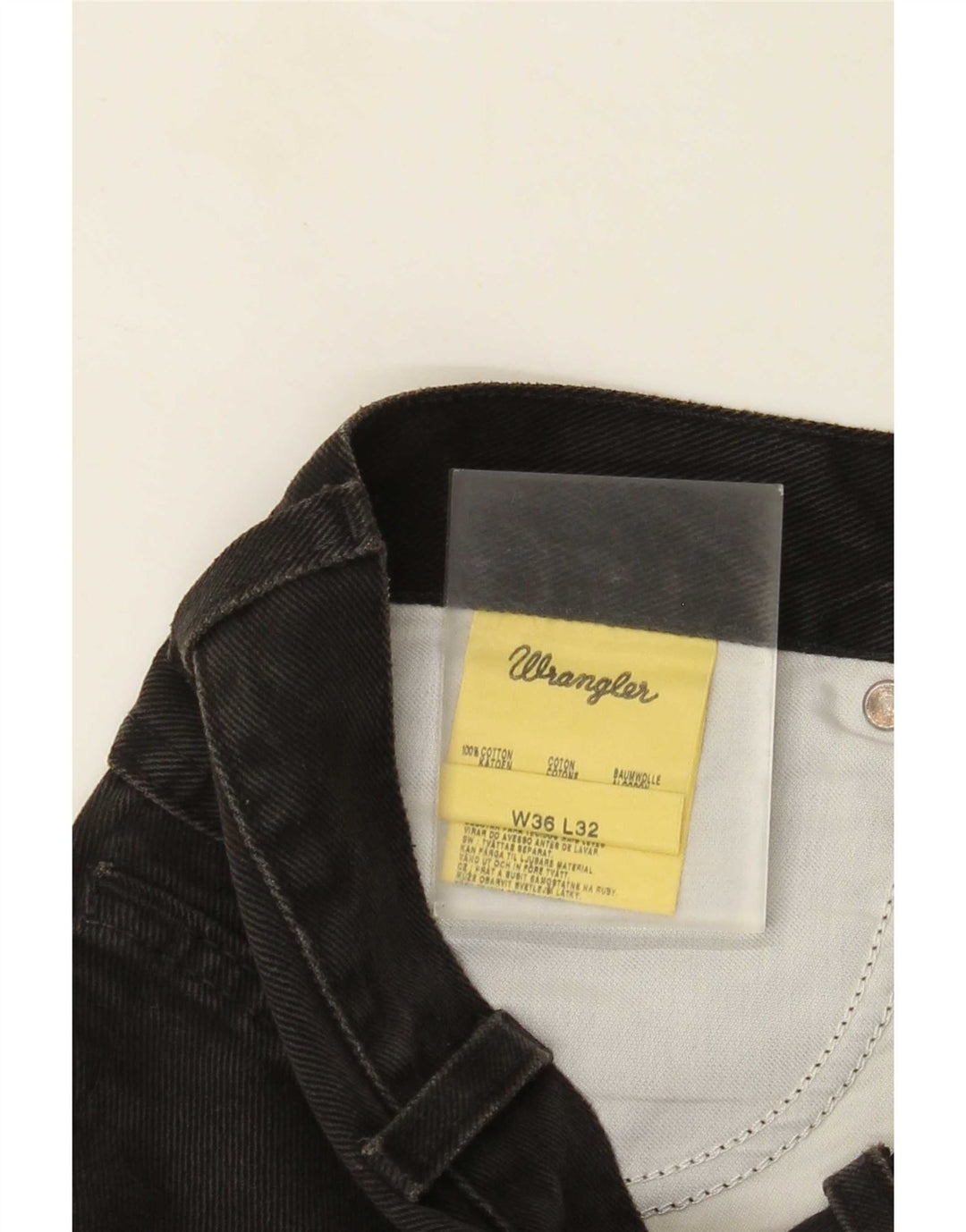 Męskie proste dżinsy Wrangler W36 L32, czarne, bawełniane