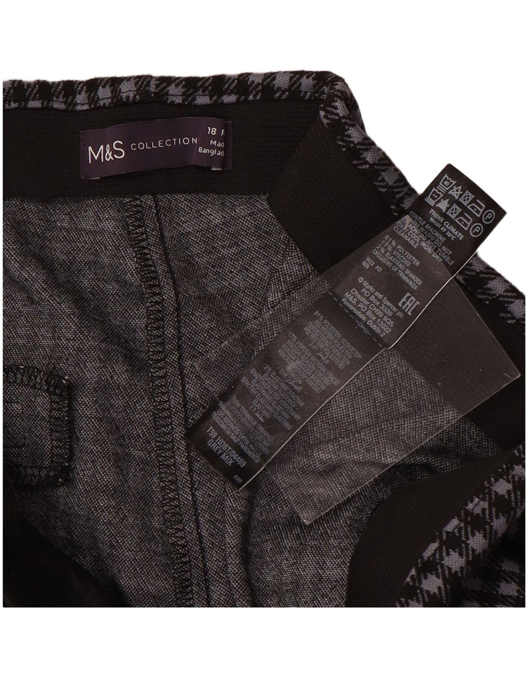 Spodnie Chino MARKS & SPENCER Damskie UK 18 XL W36 L28 Czarne Pepitka