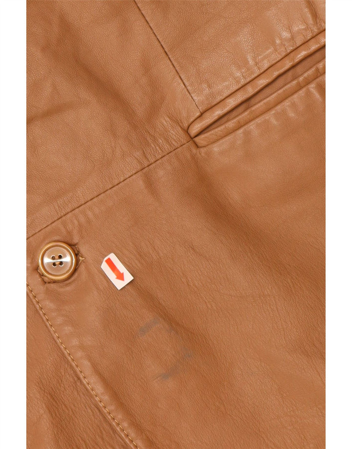 Męska marynarka skórzana zapinana na 2 guziki w stylu VINTAGE IT 48 Średnia beżowa skóra