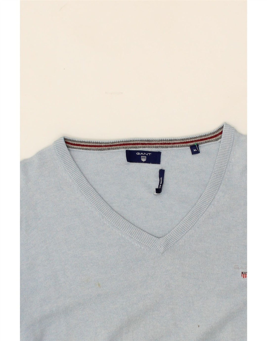 GANT Mens V-Neck Jumper Sweater XL Blue Cotton Vintage Gant and Second-Hand Gant from Messina Hembry 