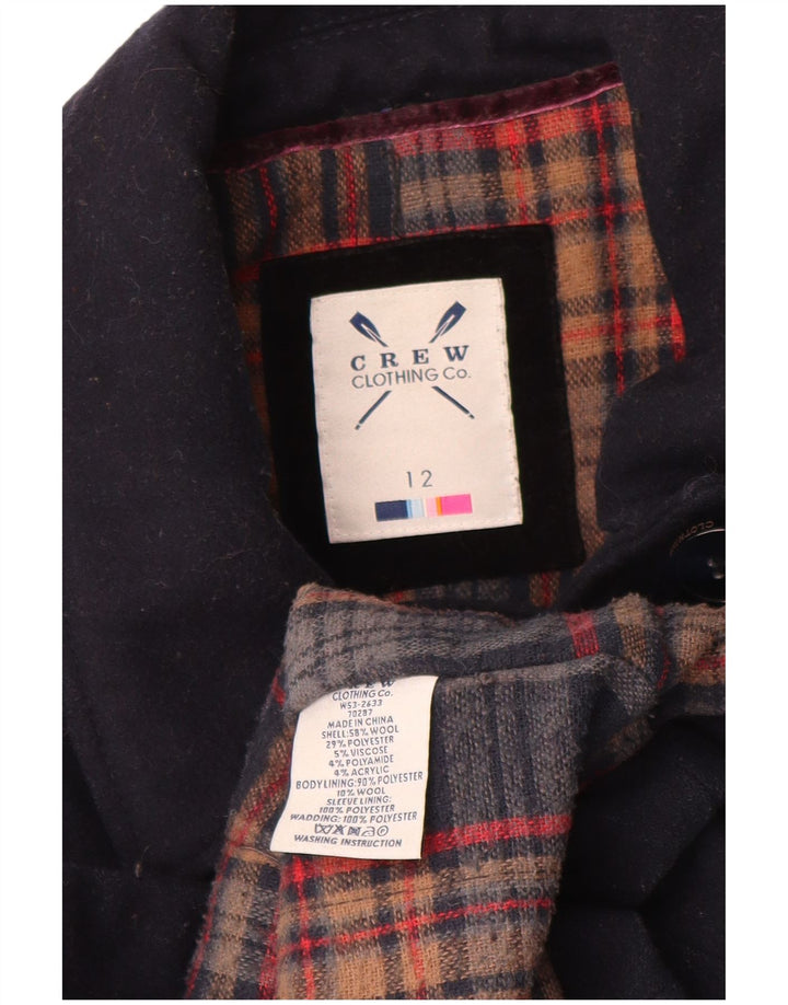 Crew Clothing Płaszcz damski Pea Coat UK 12 Średni granatowy wełniany