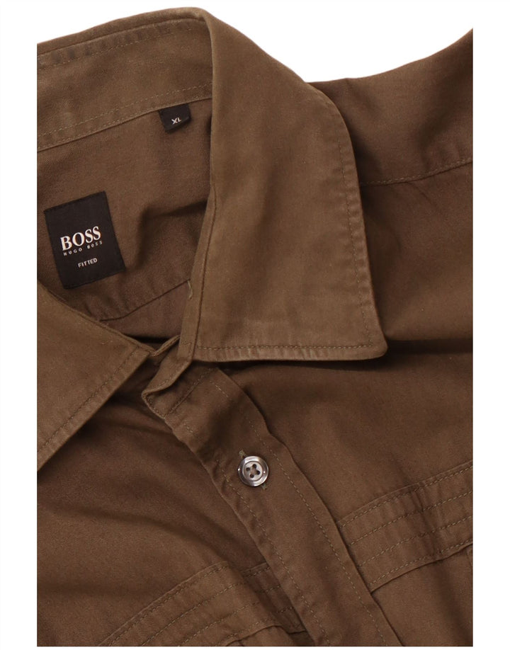 Męska dopasowana koszula HUGO BOSS XL brązowa