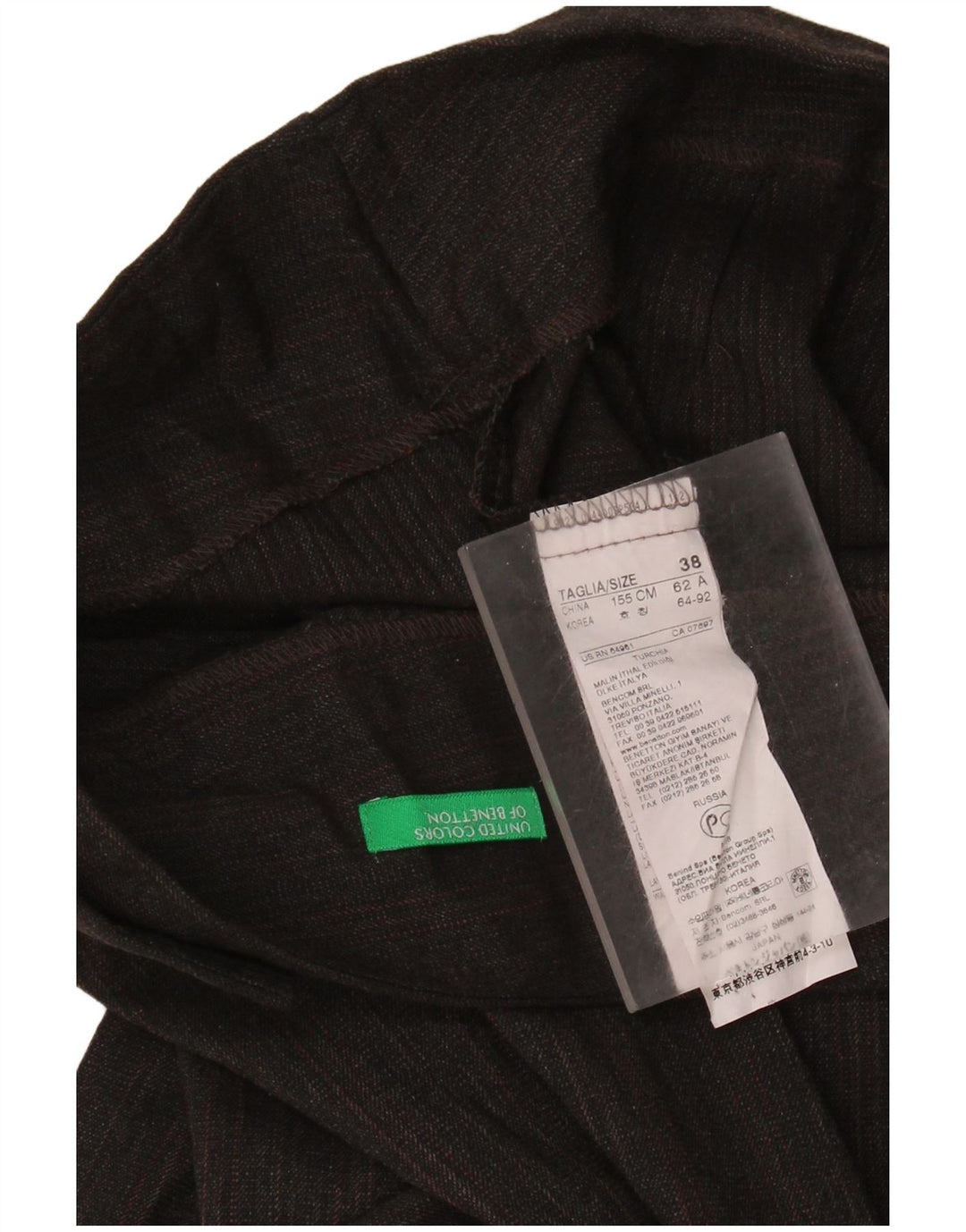 Damskie spodnie garniturowe BENETTON Bootcut IT 38 XS W26 L33 Brązowe paski